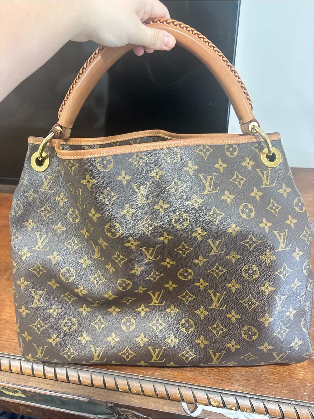 Louis Vuitton Monogram Canvas Top Handle Tote in Brown and Tan - Picture 6 of 6